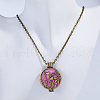 Alloy Heart Flower Hollow Diffuser Locket Pendant Necklaces with Colorful Plush Aromatherapy Pad Inside GA8791-1