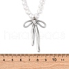304 Stainless Steel & ABS Imitation Pearl Beaded Bowknot Pendant Necklaces NJEW-R026-27P-5