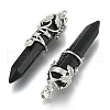 Natural Black Agate Pointed Pendants G-O164-02-P04-2