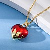 Brass FireBrick Enamel Pendant Necklaces for Women NJEW-K381-08B-G-3