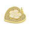 Rack Plating Heart with Flower Brass Micro Pave Clear Cubic Zirconia KK-Z053-23G-03-2