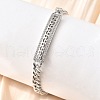 Brass Micro Pave Clear Cubic Zirconia Rectangle Link Bracelets BJEW-F498-01B-P-1