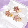 Star Natural Strawberry Quartz Cubic Zirconia Cuff Rings RJEW-M076-02G-09-1