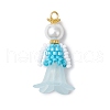 Glass Seed Beaded Flower Figurine Pendants PALLOY-MZ00686-04-1