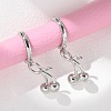 Brass Cherry Hoop Earrings EJEW-M077-19P-03-1