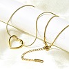 201 Stainless Steel Hollow Heart Pendant Snake Chain Necklaces for Women NJEW-B124-03G-2