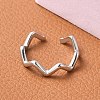 Non-Tarnish 304 Stainless Steel Wave Open Cuff Ring for Women RJEW-I085-13P-02-2