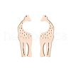 304 Stainless Steel Hollow Out Giraffe Stud Earrings EJEW-PW0002-05RG-1