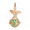 Golden Plated Brass Hollow Round Cage Pendants KK-J251-10G-2