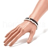 2Pcs Natural Lava Rock & Howlite Round Beaded Stretch Bracelets Set with Synthetic Hematite Column BJEW-JB08060-01-3