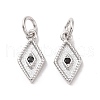 Rack Plating Brass Micro Pave Black Cubic Zirconia Charms ZIRC-C042-13P-3