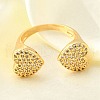 Brass Micro Pave Cubic Zirconia Open Cuff Rings for Women RJEW-K292-04G-1
