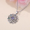 Chakra Lotus Flower Brass Pave Colorful Cubic Zirconia Pendant Necklaces for Women FS-WG17A97-01-5