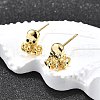 Octopus Brass Micro Pave Cubic Zirconia Stud Earrings EJEW-H157-02G-2