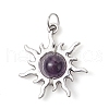Natural Mixed Stone Round Pendants PALLOY-JF02473-3