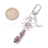 5Pcs Bullet Natural Lapis Lazuli & Green Aventurine & Amethyst & Quartz Crystal & Rose Quartz & Yellow Jade Pendant Decoration HJEW-JM03057-3
