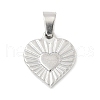 304 Stainless Steel Heart Pendants STAS-R162-01P-04-1
