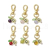 6Pcs Smiling Face Acrylic & Natural Lemon Jade & Quartz & Amethyst & Rose Quartz & Quartz Crystal & Dyed Malaysia Jade Pendant Decorations HJEW-JM03151-2