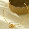 304 Stainless Steel Bowknot Pendant Open Choker Necklaces for Women NJEW-Z046-06G-01-1