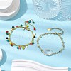 2Pcs 2 Style Brass and Brass Bar Link Chains Bracelets BJEW-JB11051-2