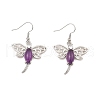 Natural Amethyst Dragonfly Dangle Earrings G-Z033-14P-01-1