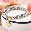 304 Stainless Steel Beaded Stretch Bracelets for Women BJEW-C089-06GP-2