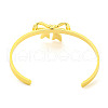 Bowknot Rack Plating Brass Open Cuff Bangles for Women BJEW-P322-06C-G-3