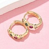 Rhombus with Round Brass Micro Pave Colorful Cubic Zirconia Hoop Earrings EJEW-Z102-35G-2