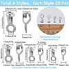 SUNNYCLUE 80Pcs 4 Styles 304 Stainless Steel Ball Chain Connectors FIND-SC0011-11-2