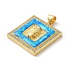 Rack Plating Brass Micro Pave Cubic Zirconia with Synthetic Opal Pendants KK-D088-33G-3