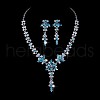 Flower Brass Rhinestone Pendant Necklaces & Stud Dangle Earrings FS-WG58BAB-08-1