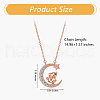 Chinese Zodiac Necklace Mouse Necklace 925 Sterling Silver Rose Gold Rat on the Moon Pendant Charm Necklace Zircon Moon and Star Necklace Cute Animal Jewelry Gifts for Women JN1090A-2