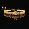 304 Stainless Steel Micro Pave Cubic Zirconia Braided Beads Bracelets WG0F93D-07-1