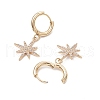 Star Brass Micro Pave Cubic Zirconia Charm Necklaces & Hoop Earring Sets SJEW-JS01318-7
