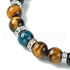 2Pcs 2 Style Dyed Natural Tiger Eye & Black Onyx Round Beaded Stretch Bracelets Set BJEW-TA00439-3