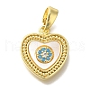 Brass Micro Pave Cubic Zirconia and Shell Pendants KK-K388-77G-02-1