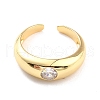 Clear Cubic Zirconia Chunky Open Cuff Ring for Women X-RJEW-C018-18G-1