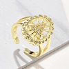 Brass Micro Pave Cubic Zirconia Cuff Rings RJEW-P149-01B-G-1