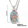 Brass Pave Colorful Cubic Zirconia Letter Pendant Box Chain Necklaces NU0575-31-1