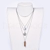 Bullet Natural Unakite Pendant Tiered Necklaces NJEW-JN02457-02-6