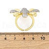 Brass Micro Pave Clear Cubic Zirconia Cuff Rings for Women RJEW-H248-02GP-5