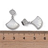Brass & Shell & Clear Cubic Zirconia Pendants KK-G497-17P-3