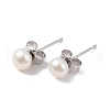 Mother's Day Jewellery Natural Pearl Round Bead Stud Earrings EJEW-E298-01A-01P-1