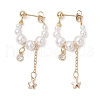 Mother's Day Jewellery 304 Stainless Steel Round with Star Shell Pearl Hoop Earrings EJEW-TA00633-2