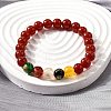 Natural Carnelian Round Beaded Bracelets BJEW-M110-03A-3