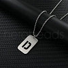 Rectangle with Letter Pattern Hollow Out 201 Stainless Steel Pendant Necklaces FS-WG34D20-01-1
