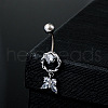 Butterfly 304 Stainless Steel Micro Pave Cubic Zirconia Belly Rings FS-WGE57A2-02-1