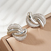Elegant Brass Clear Cubic Zirconia Twist Stud Earrings NN5880-2-1