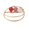 4Pcs Copper Wire Wrapped Natural & Synthetic Gemstone Round Beaded Finger Rings for Women RJEW-JR00738-S-5