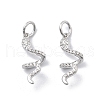 925 Sterling Silver Micro Pave Clear Cubic Zirconia Snake Pendants STER-D302-06S-1